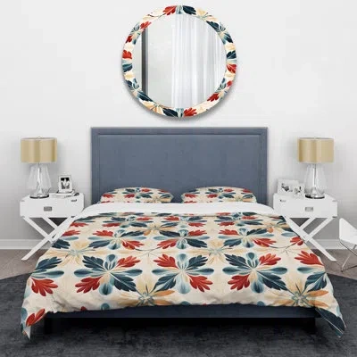 Design Art Marrocain Red And Blue Eclectic Mix - Eclectic Duvet Cover Set In Blue;red