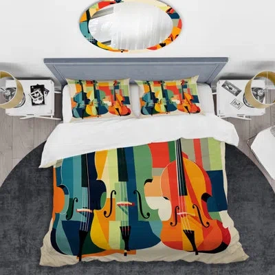 Design Art Matisse Double Bass Music Melody Ii - Fruits Duvet Cover Set In Brown;green