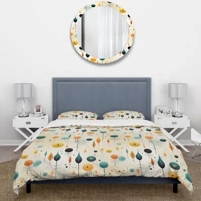 Design Art Mcm Graphic Artistry Ii Yellow/teal Microfiber Duvet Cover Set In Yellow;teal