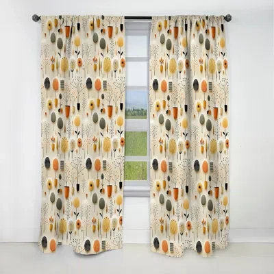 Design Art Mcm Minimalist Charm - Midcentury Curtain - Blackout Geometric Curtain - 1 Panels In Beige;orange