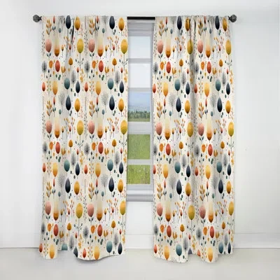 Design Art Mcm Scandinavian Harmony - Midcentury Curtain - Blackout Geometric Curtain - 1 Panels In Beige;yellow