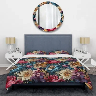 Design Art Mekhai Enchanted Paisley Gard Marble Pattern Ii- Marble Duvet Cover Set - Microfiber Polyester In Beige;purple