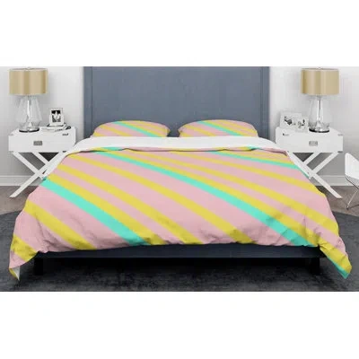 Design Art Memphis Retro Neon Pattern - Modern Abstract Duvet Cover Set - Microfiber Polyester In Yellow