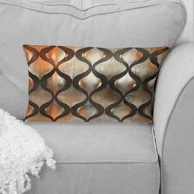 Design Art Metallic Gradient Ii - Glam Lumbar Pillow In Brown