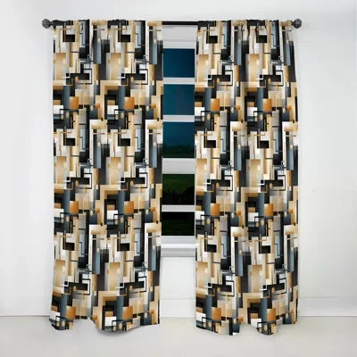 Design Art Metropolitan Neutral Color Geometric - Abstract Geometric Blackout Curtain - 1 Panels In Gray;beige