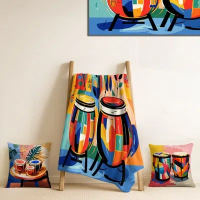 Design Art Mexican Drums Music Instruments Iv - Fruits Fleece In Colorful
