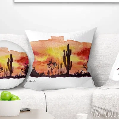 Design Art Mexico Vector - Landscape Printed Throw Pillow In Red