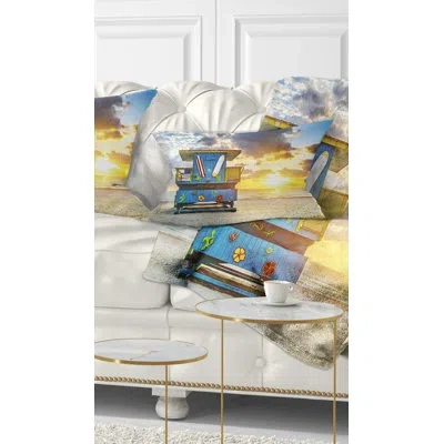 Design Art Miami South Beach Sunrise - Sea & Shore Printed Throw Pillow
