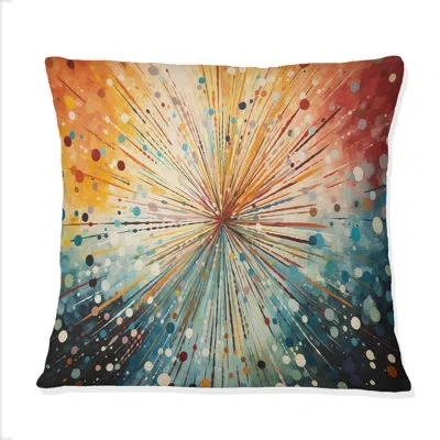Design Art Mid Century Sunburst Serenade I - Abstract Midcentury Printed Throw Pillow In Blue;black;brown;green;red;yellow