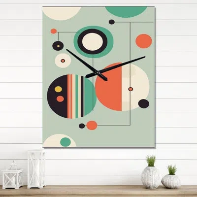 Design Art Mid-century Retro Dimensions Ii Wall Clock In Blue;green