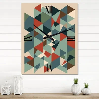 Design Art Mid-century Retro Dimensions Vii Wall Clock In Blue;green