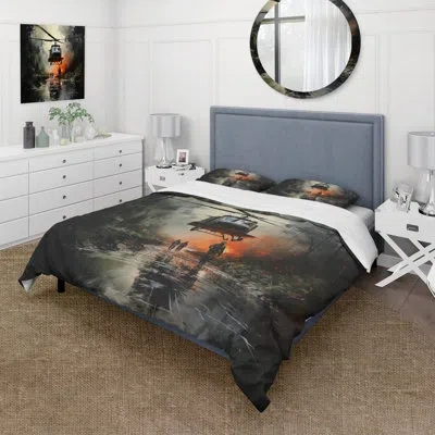 Design Art Military Helicopter In Vietnam War - Military Duvet Cover Set - Microfiber Polyester In Black;brown;white