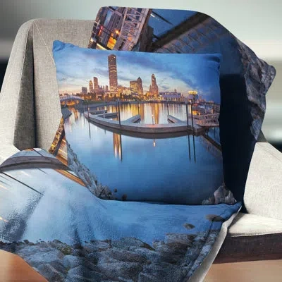 Design Art Milwaukee Panoramic View - Cityscape Printed Pillow