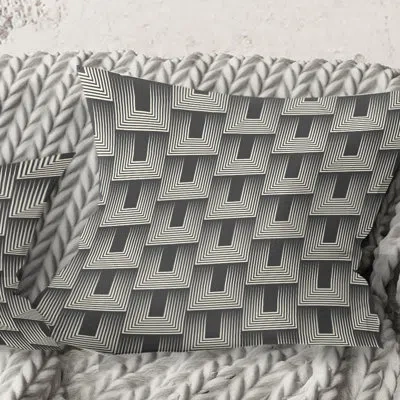 Design Art Mimimal Black And White Design I - Mid-century Modernprinted Throw Pillow In Gray