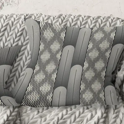 Design Art Mimimal Black And White Design Ii - Mid-century Modernprinted Throw Pillow In Gray