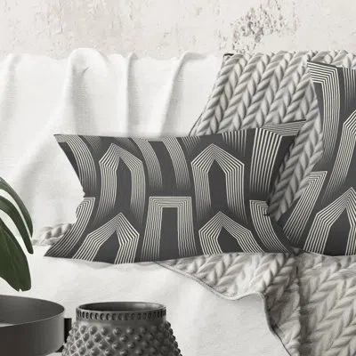 Design Art Mimimal Black And White Design Iii - Mid-century Modern Printed Throw Pillow