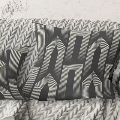 Design Art Mimimal Black And White Design Iii - Mid-century Modernprinted Throw Pillow In Gray