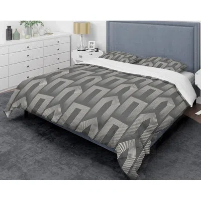 Design Art Mimimal Iii Mid-century Duvet Cover Set In Gray