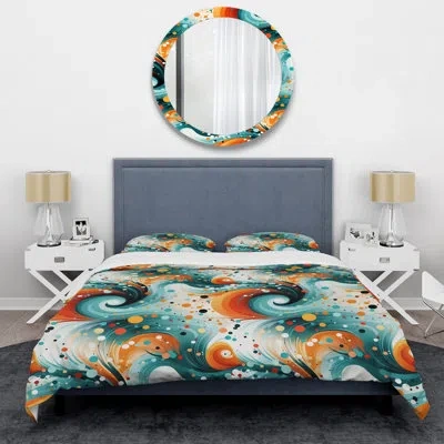 Design Art Minhthu Duvet Cover Set In Orange;teal