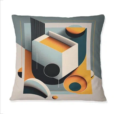 Design Art Minimal Bauhaus Dimensions I - Abstract Geometric Printed Throw Pillow In Blue;gray