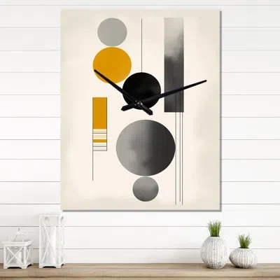 Design Art Minimal Circular Geometric Illustration Vii - Modern Geometric Very Large Wall Clocks In Black;yellow