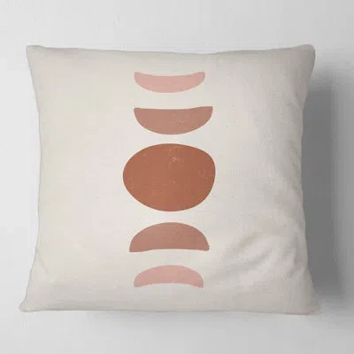 Design Art Minimal Moon Phases - Modern Printed Throw Pillow In Brown