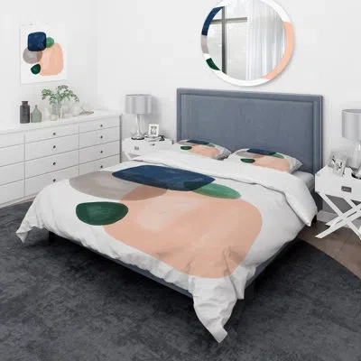 Design Art Minimal Retro Abstracts Ii - Modern Duvet Cover Set In Blue