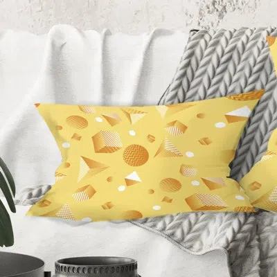 Design Art Minimal Yellow Geometrical Shapes - Mid-century Modernprinted Throw Pillow