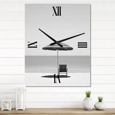 Design Art Minimalism Beach Photo Ii - Nautical & Beach Wall Clock In Gray