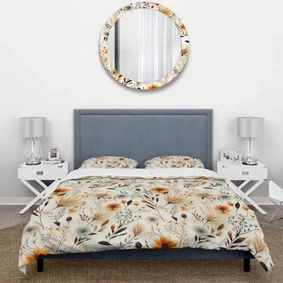 Design Art Minimalism Beige Ferns Pattern Vi Bedding