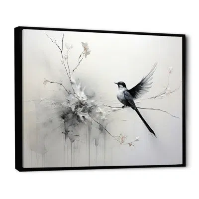 Design Art Minimalism Birds Of Paradise Floral Branch Iv - Animals Canvas Prints Fl107143 In Black
