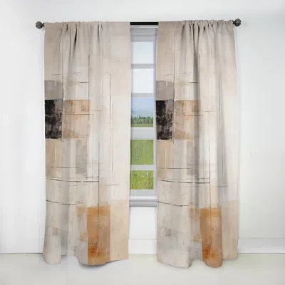 Design Art Minimalism Modern Scandinavian Zen Art - Modern Scandinavian Blackout Nature Curtain - 1 Panel In Gray;beige