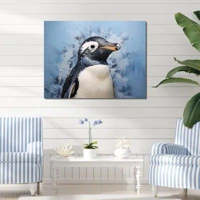 Design Art Minimalism Penguin Portrait On Canvas Print In Wrapped Canvas