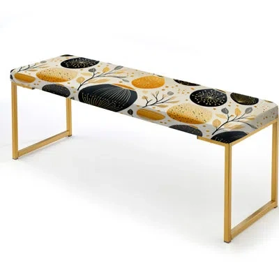 Design Art Minimalism Pottery Motifs - Boho Upholstered Gold Bench
