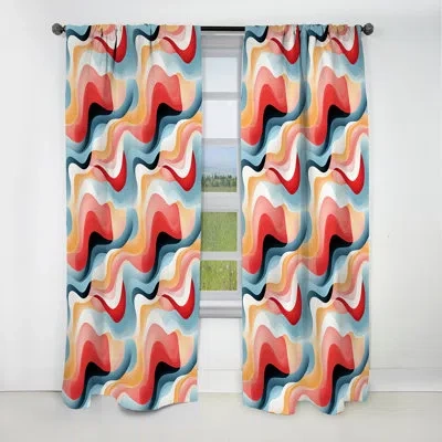 Design Art Minimalist Abstraction Vii - Abstract Curtain - Blackout Geometric Shapes Curtain - 1 Panels In Multi-color