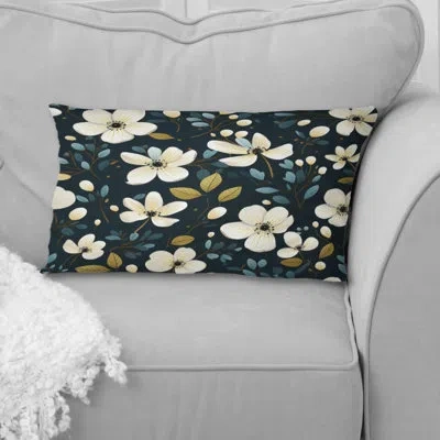 Design Art Minimalist Beauty Floral Pattern In Ivory - Floral Printed Pillow In White;green
