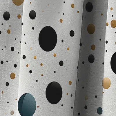Design Art Minimalist Black And Gold Polka Dots Pattern - Abstract Blackout Curtain - 1 Panels In Black;gray