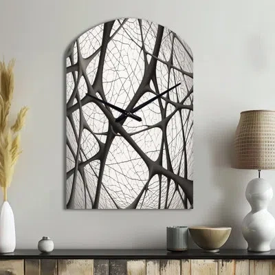 Design Art Minimalist Black And White Ix - Abstract Shapes Asymmetrical Metal Wall Clocks, Black Arch Wall Cloc