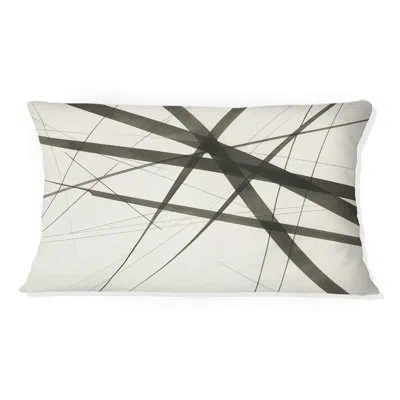 Design Art Minimalist Black And White Vii - Abstract Shapes Printed Throw Pillow In Black;white