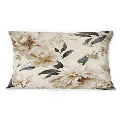 Design Art Minimalist Chic Victorian Pattern - Floral Printed Pillow In White;beige
