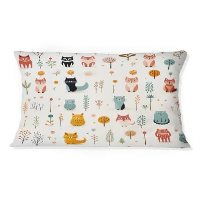 Design Art Minimalist Cute Childrens Animals I - Animal Print Printed Throw Pillow In Blue;black;orange