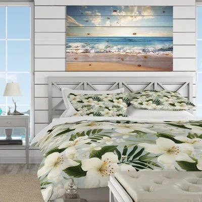 Design Art Minimalist Flora Tropical Pattern Bedding In White;green