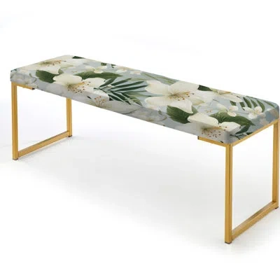 Design Art Minimalist Flora Tropical Pattern - Tropical Upholstered Gold Bench