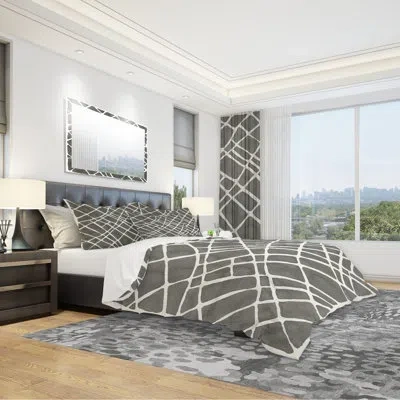 Design Art Minimalist Graphics V Geometric Duvet Cover Set In Gray