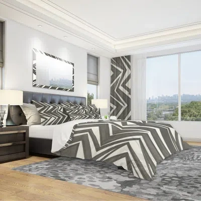 Design Art Minimalist Graphics Vi Duvet Cover Set In Gray