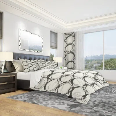 Design Art Minimalist Ii Geometric Duvet Cover Set In White