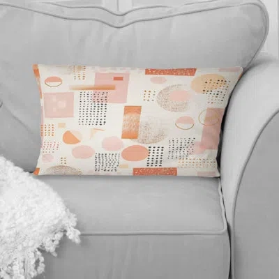 Design Art Minimalist Orange Pink Boho Shapes I - Boho Lumbar Pillow In Pink;orange