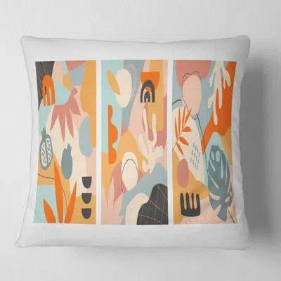 Design Art Minimalistic Compostion Of Shapes Vii - Modern Printed Throw Pillow In Blue