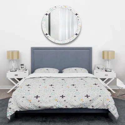 Design Art Minimalistic  Elements Mid-century Duvet Cover Set In Black,blue,white