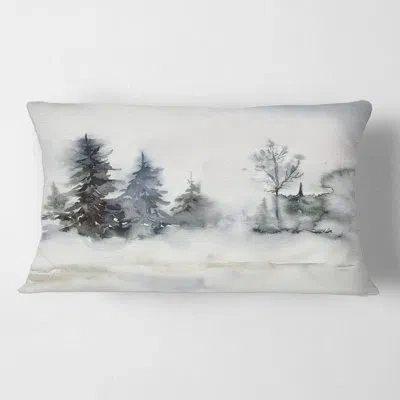 Design Art Minimalistic Forest Landscape And Snow Rectangular Pillow Cover & Insert